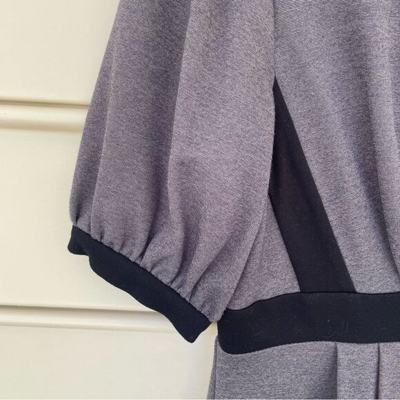 Calvin Klein Colorblock Puff Sleeve Midi Dress in Gray & Black Size M - Picture 5 of 9